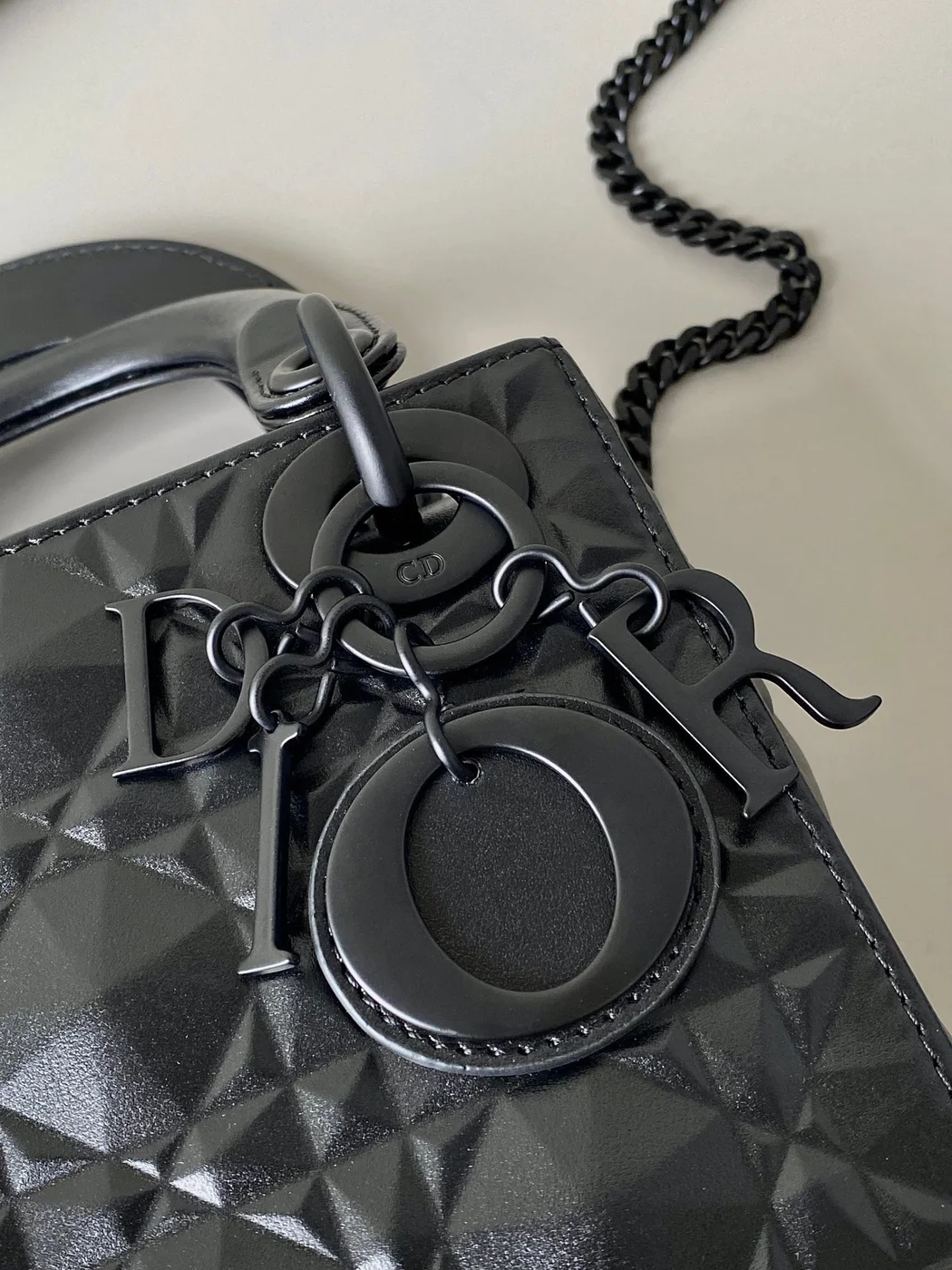 Dior Lady Matte Women’s Handbag Black Diamond Pattern 17 cm product view 9