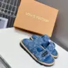 Louis Vuitton Women Blue Denim Leather Sandals product view 3