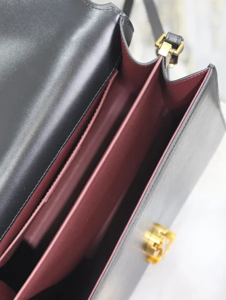 Saint Laurent Cassandra Top Handle Bag Medium Black Smooth Lambskin Gold Hardware product view 9