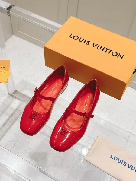 Louis Vuitton Women Red Patent Leather Mary Jane Flats product photo