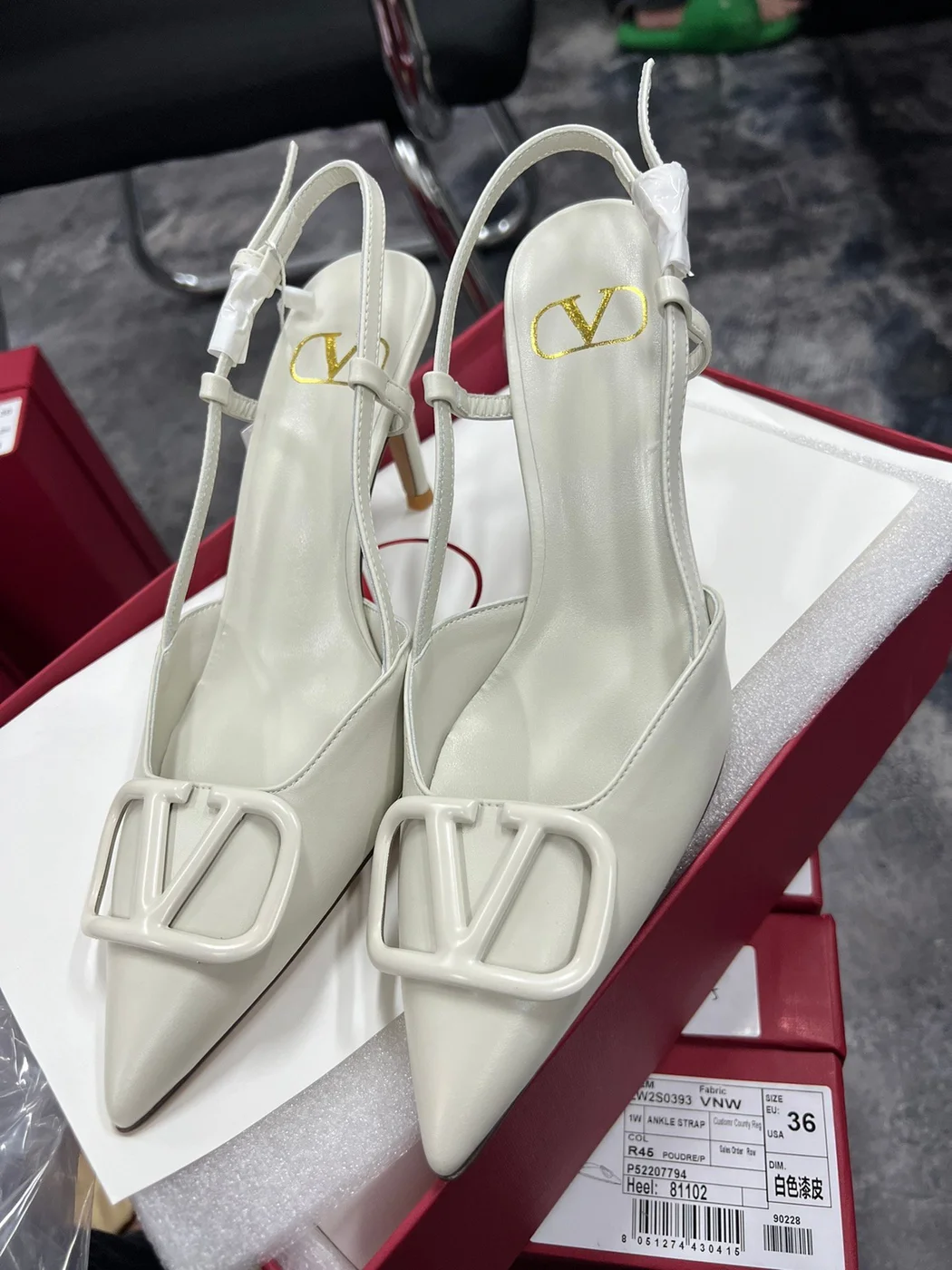 Valentino Women White Slingback Leather Pumps product view 4