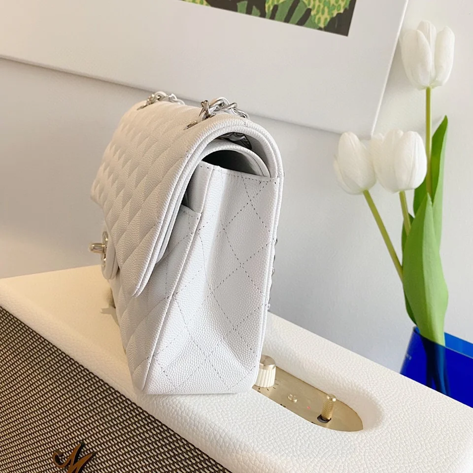 Chanel Classic Flap White with Silver Hardware – 25 cm product view 2