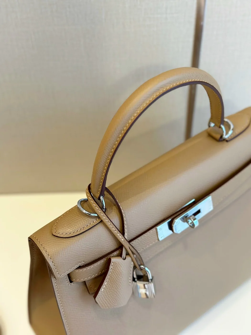 Hermès Kelly 28 Epsom Brown Palladium Hardware Bag product view 6