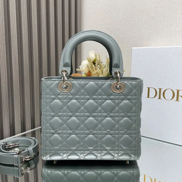 Dior Medium Lady Dior Bag — Gray-Green product view 3