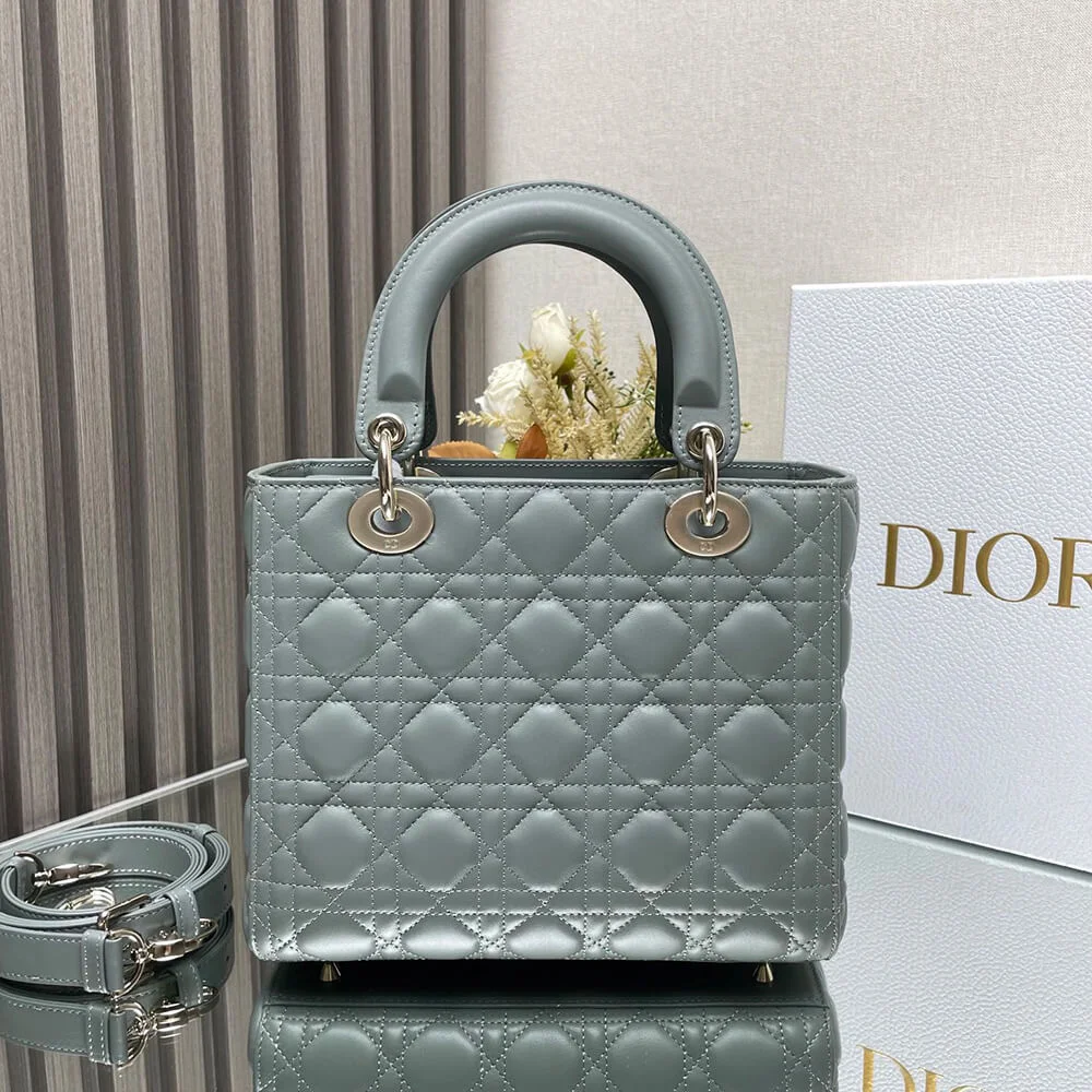 Dior Medium Lady Dior Bag — Gray-Green product view 3