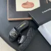 Chanel Women Black Leather Quilted Slides — Chain-Woven CC Detail product view 4