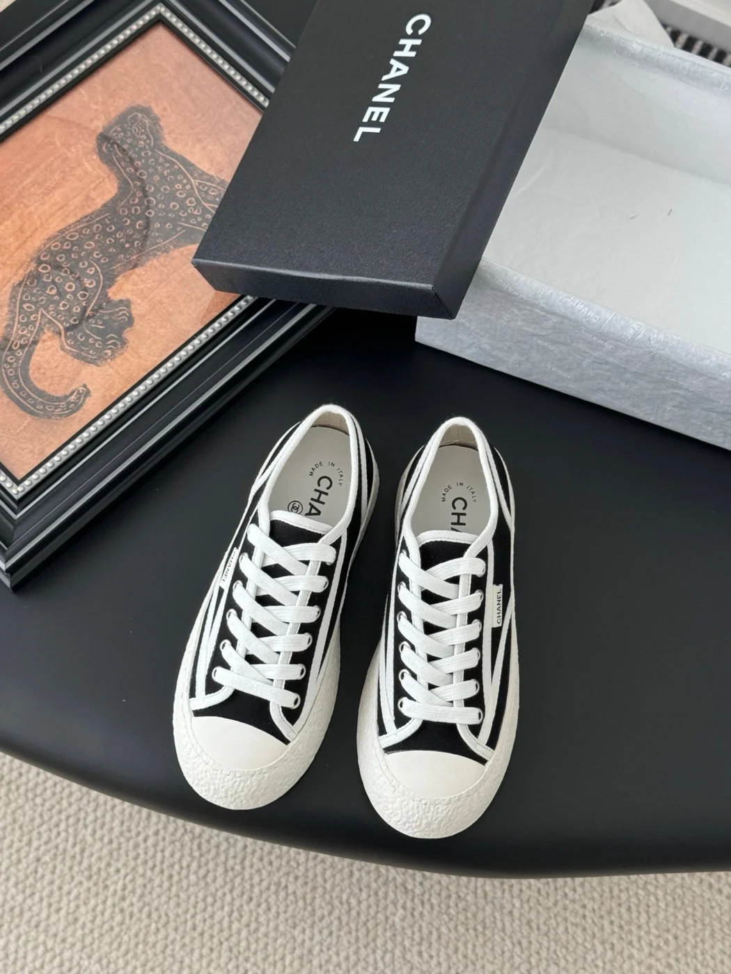 Chanel Women Black Canvas Casual Sneakers product view 1