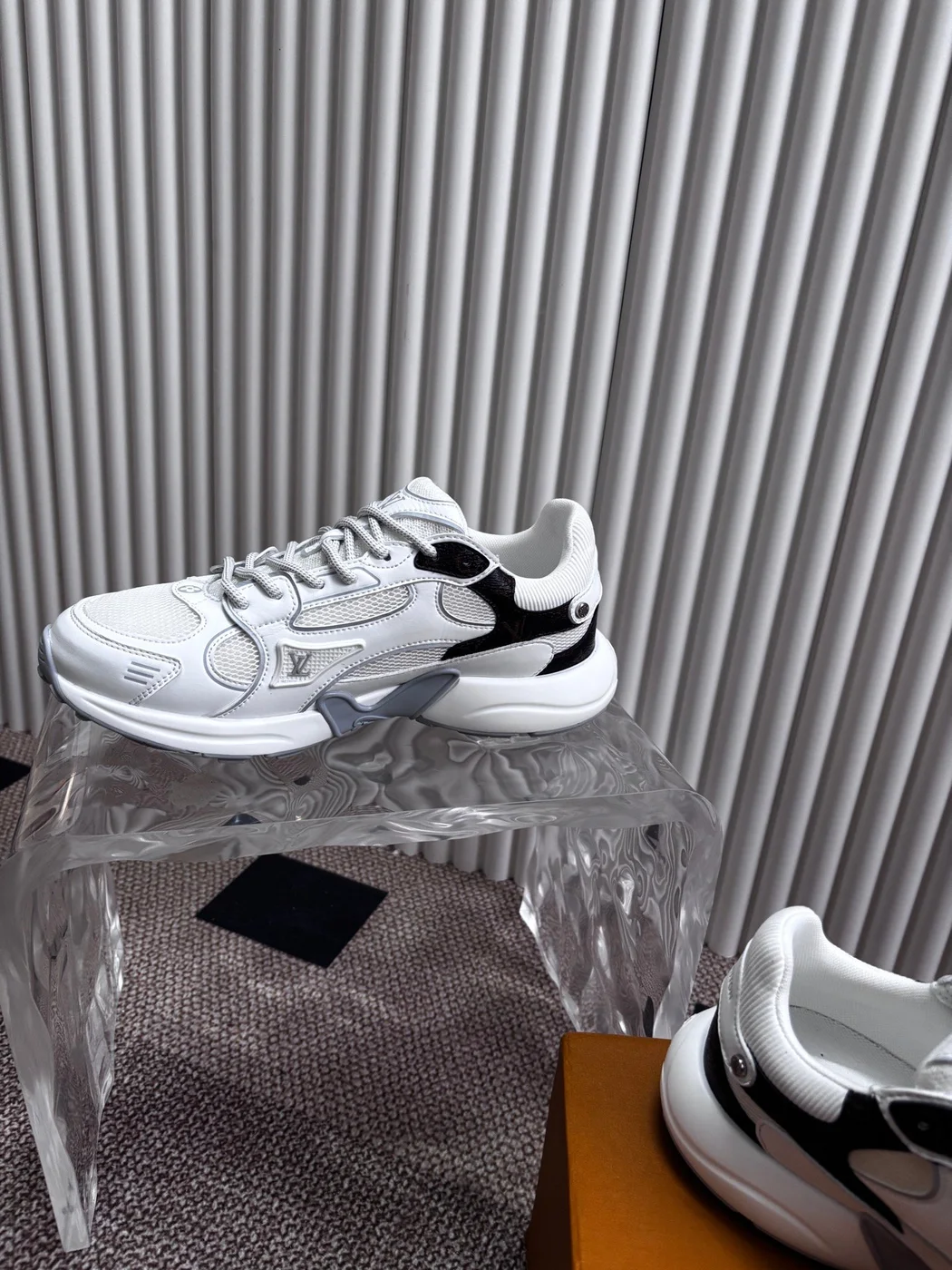 Louis Vuitton Women White Mesh Leather Sneakers product view 6
