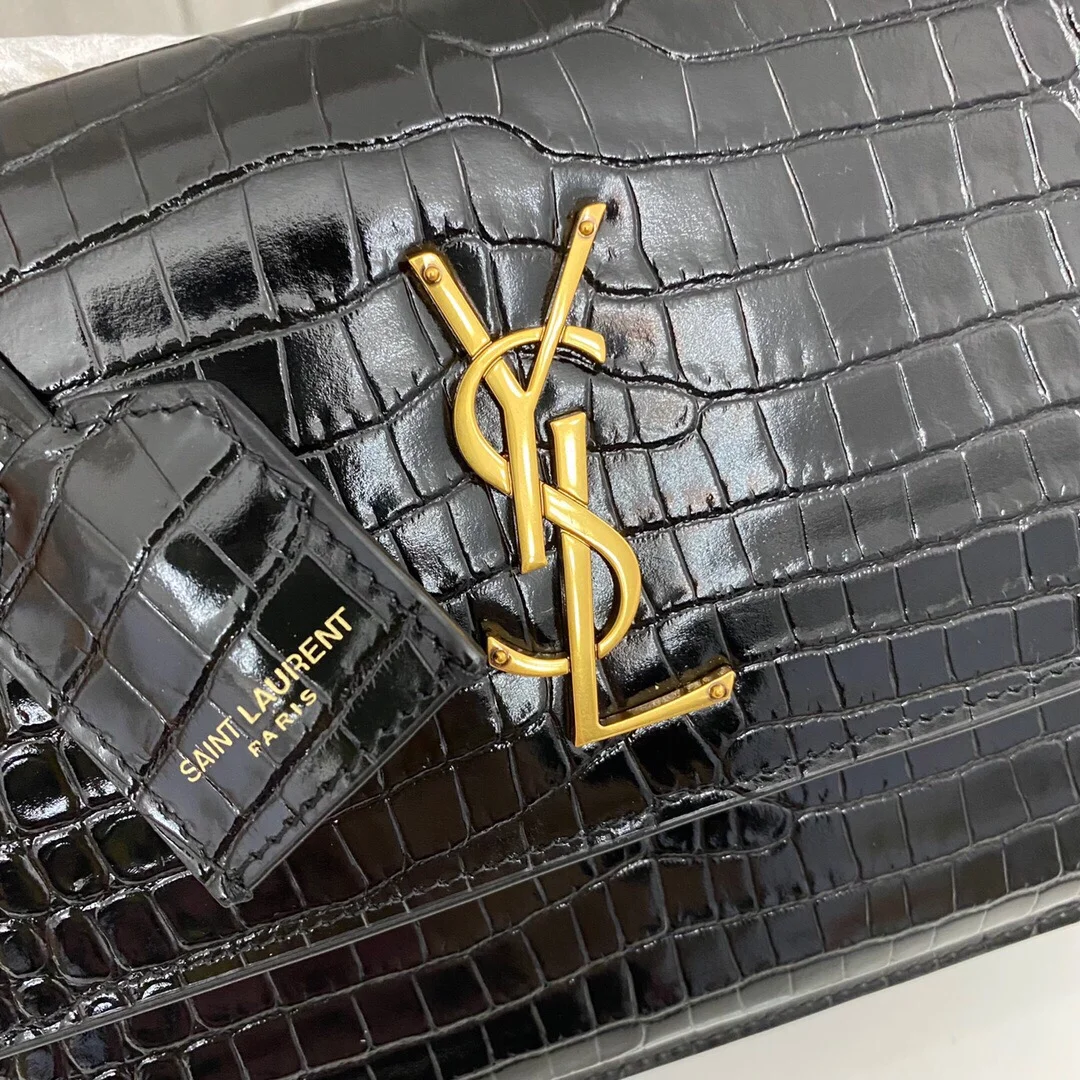 Saint Laurent Medium Sunset Bag Black Croc Pattern product view 2