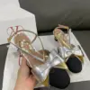 Valentino Women Black Satin Silver Gold Leather Heels product view 5
