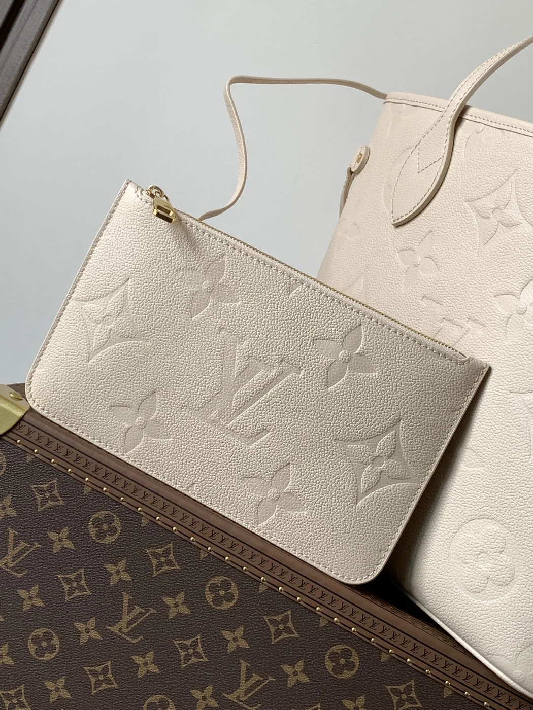 Louis Vuitton Neverfull 32 Light Beige Monogram Empreinte Leather Bag product view 4
