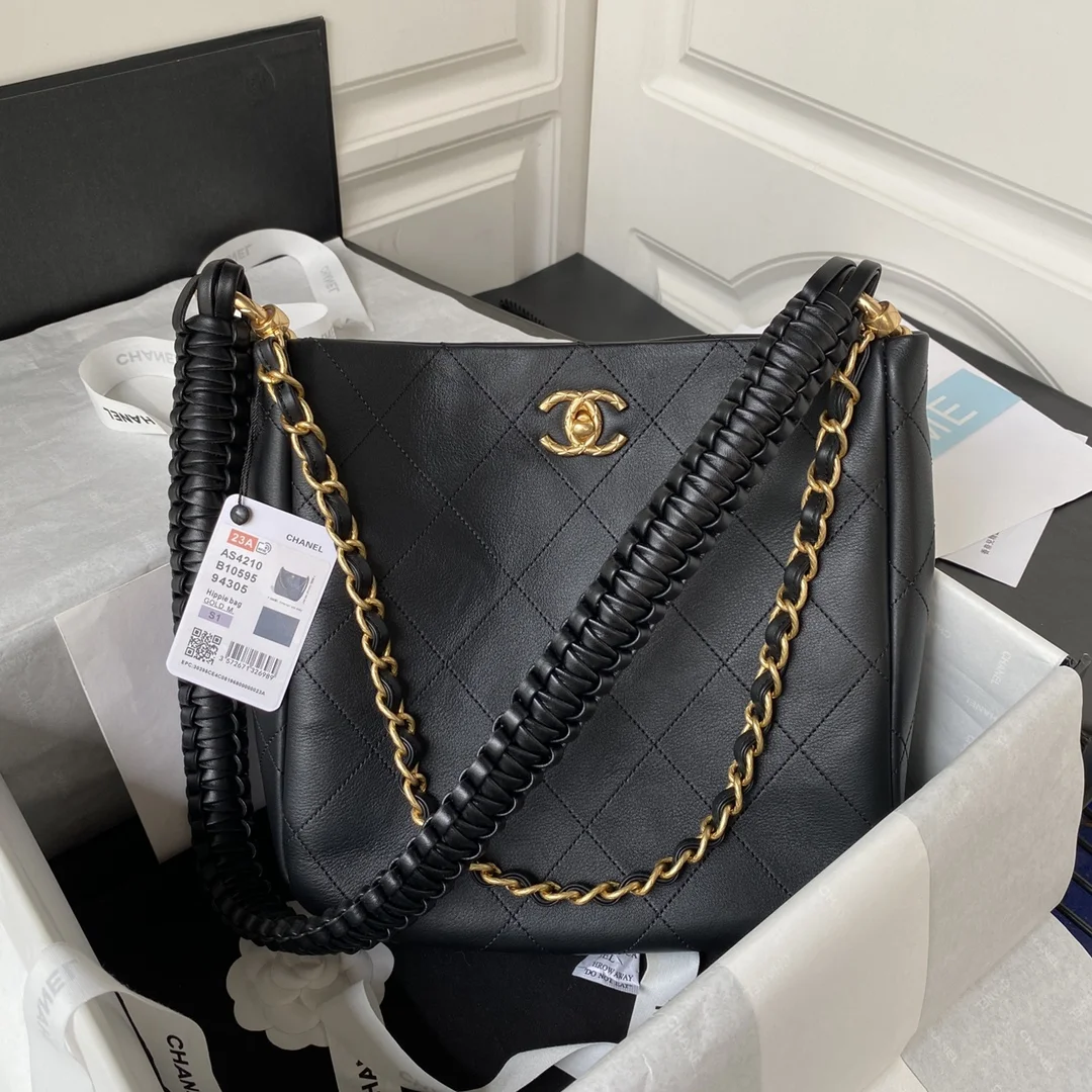 Chanel Calfskin Hobo Bag White/Black product view 2