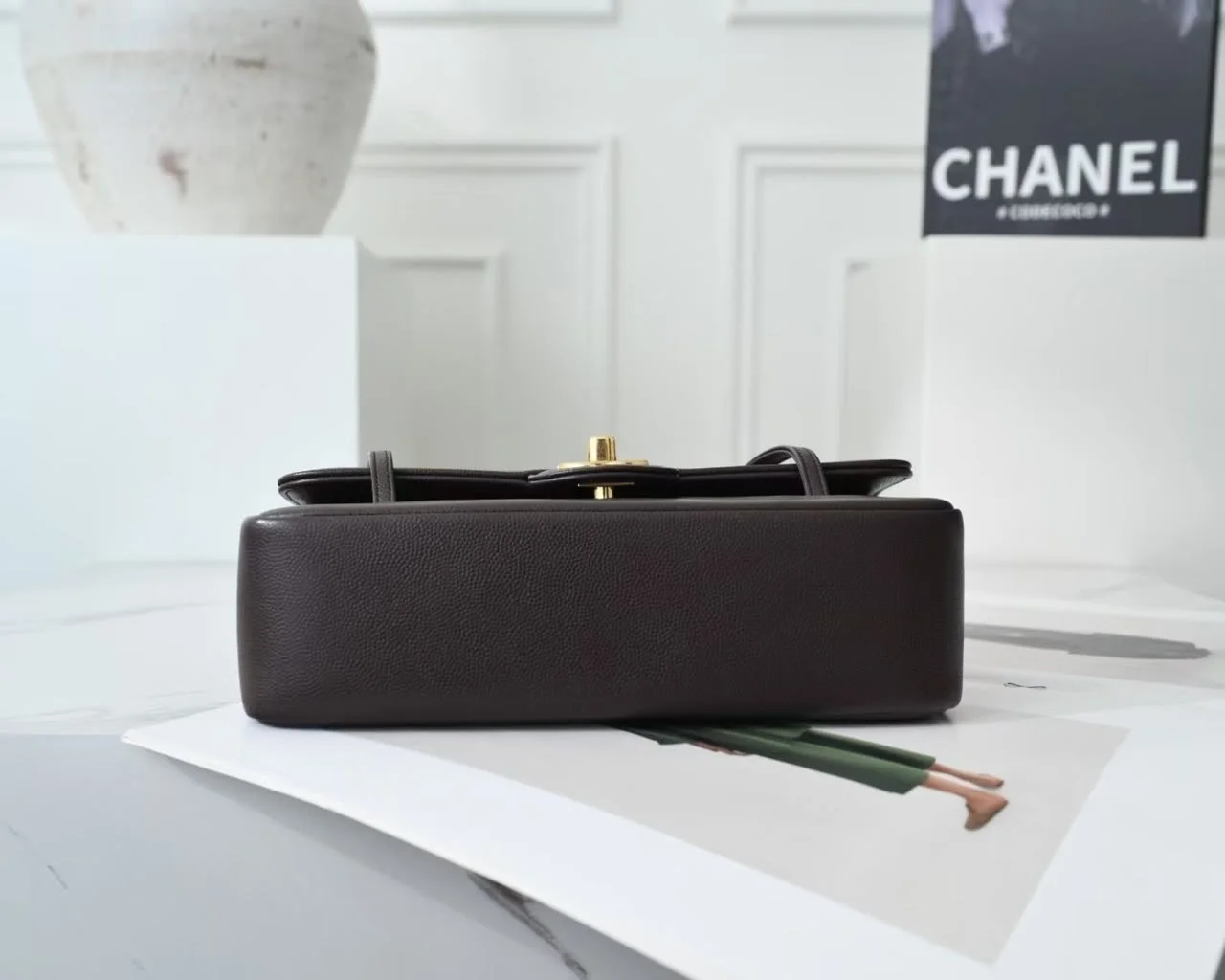Chanel Preppy Coco Small Flap Bag in dark brown product view 5