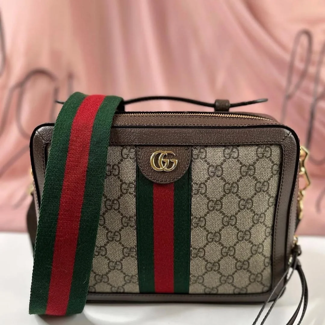 Gucci Brown Small GG Supreme Ophidia Bag product view 1