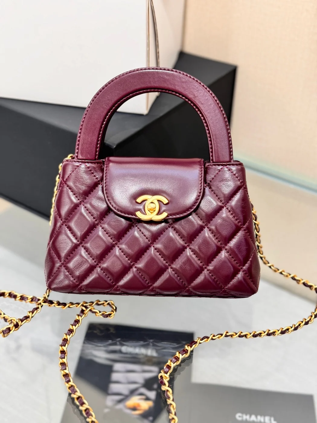 Chanel Kelly 19 In Wine Red Lambskin With Gold Hardware Bag product view 1