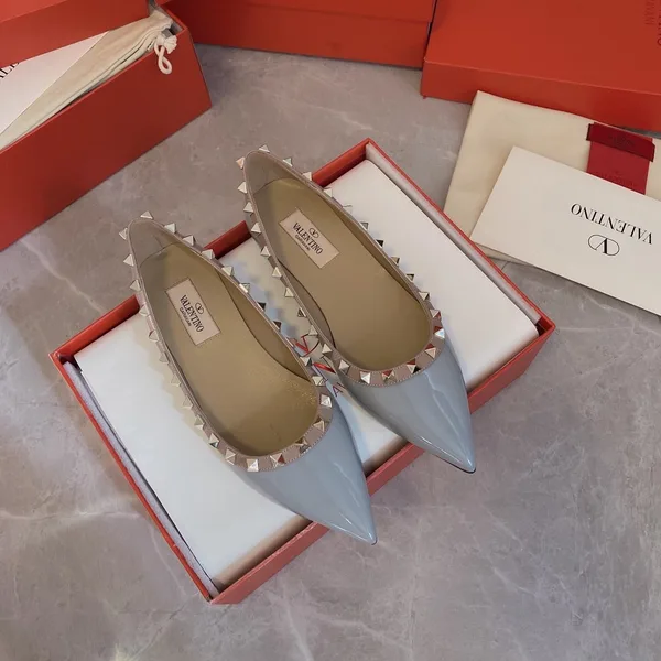 Valentino Women Blue Patent Leather Studded Flats product view 2