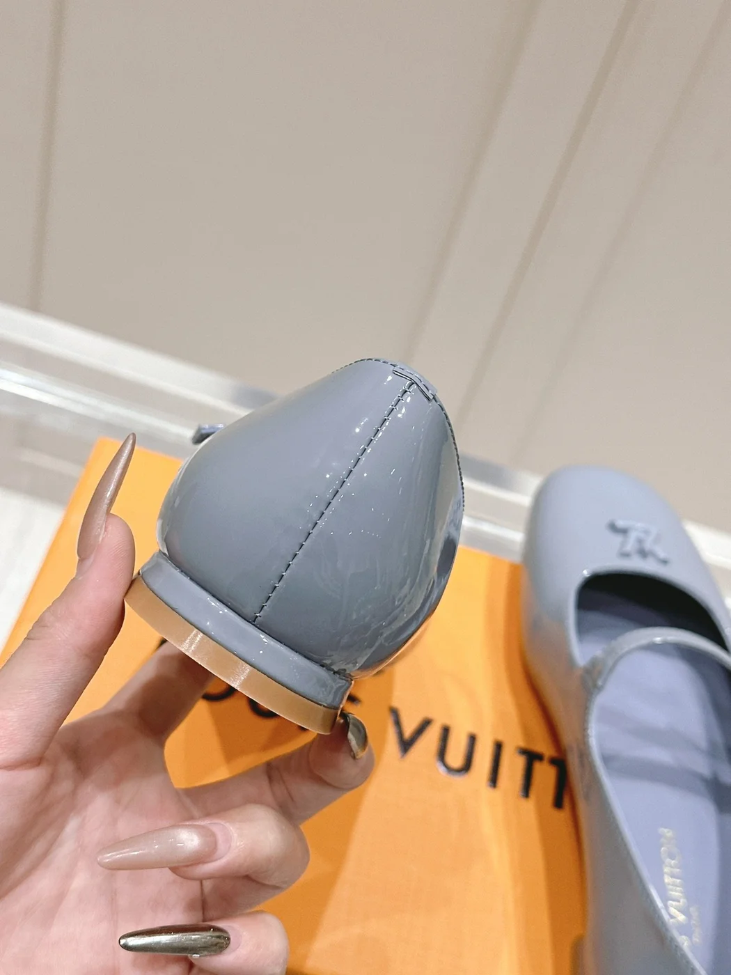 Louis Vuitton Women Light Blue Patent Leather Mary Jane Loafers product view 2