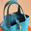 Hermès Picotin 18 Blue Togo Leather Gold Hardware Bag product view 5