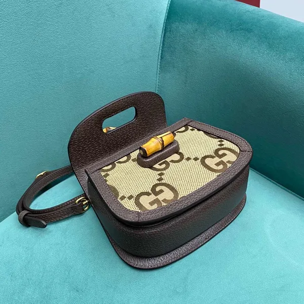 Gucci Bamboo Strap Bag with Brand Logo Pattern 17 cm product view 3