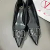 Valentino Women Black Leather Pointed Pumps product view 1