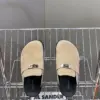 Hermès Women Beige Suede Mules — Rounded Toe with Black Sole product view 6