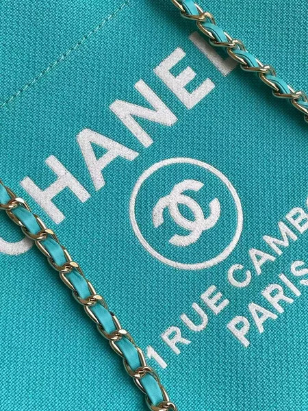 Chanel Deauville Tote in Blue and white product view 7