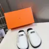 Hermès Women White Leather Mules — Rounded Toe with Black Sole product view 1