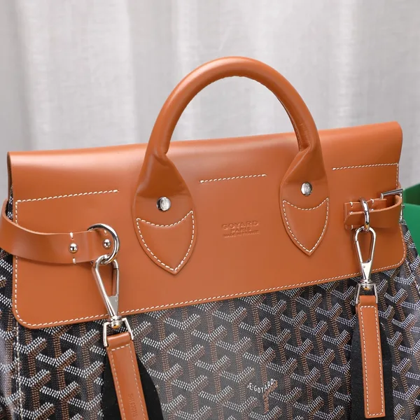 Goyard Black Goyardine & Brown Leather Steamer Bag product view 8