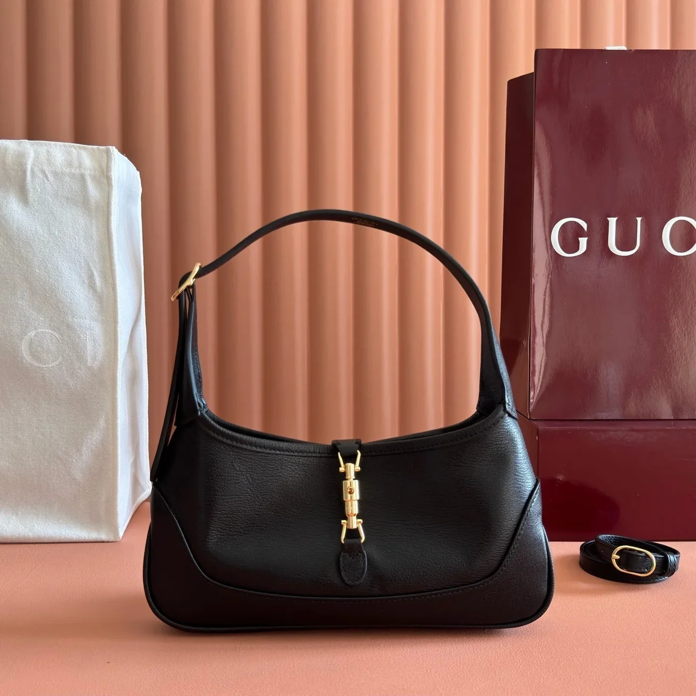Gucci 26S Jackie Slim Shoulder Bag 27 In Black Calfskin product view 1