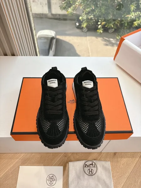 Hermès Women Black Suede Mesh Sneakers product photo