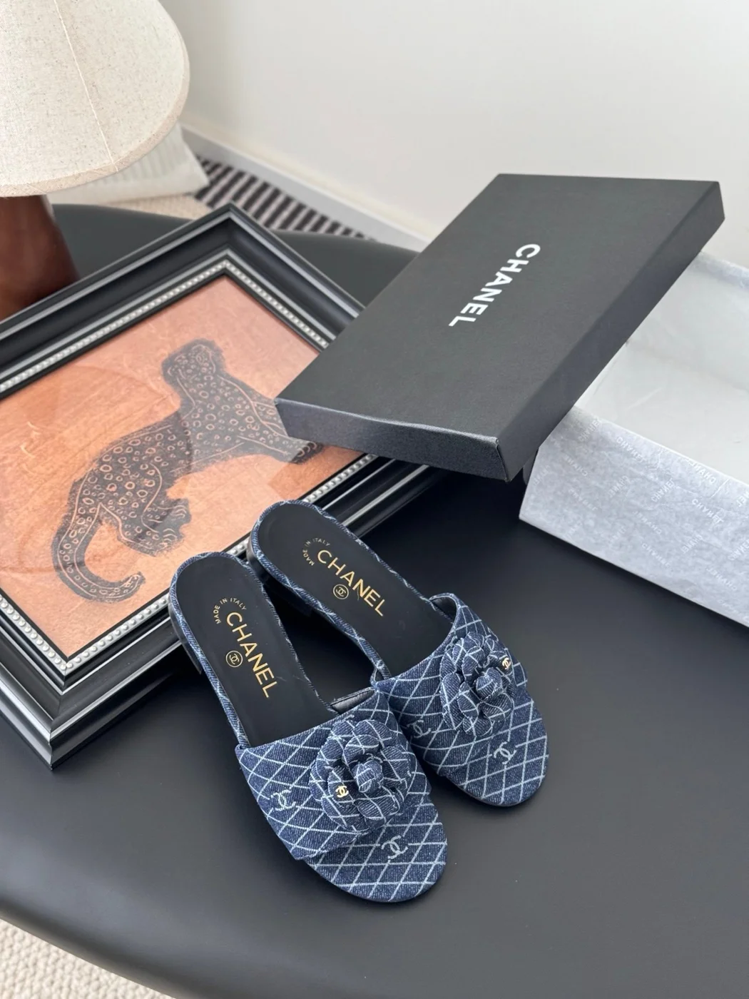 Chanel Women Blue Denim Mules Flats product view 6