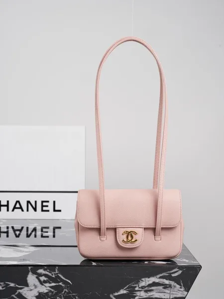 Chanel Caviar Preppy Coco Mini Flap bag in light pink color product photo