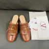 Valentino Women Brown Leather Fringe Mules product view 4