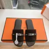 Hermès Women Dark Brown Suede Leather Strap Mules product view 1