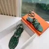 Hermès Women Green Sandals — Dark Green Link-Detail T-Strap product view 4