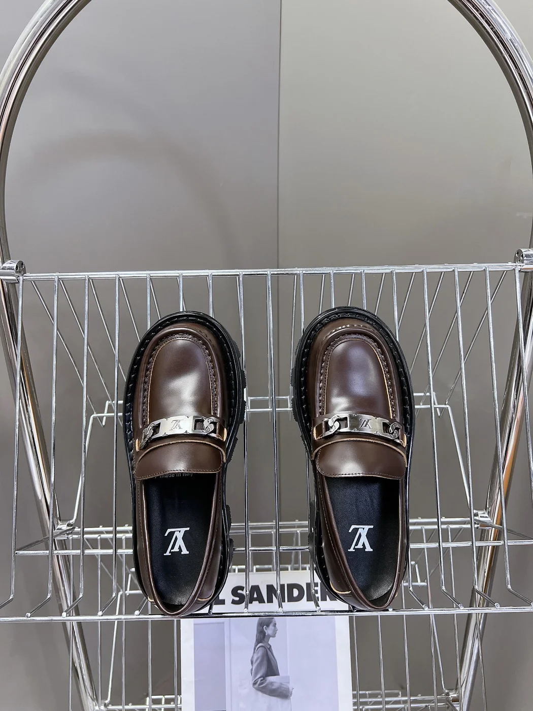 Louis Vuitton Women Brown Leather Chunky Loafers product view 2