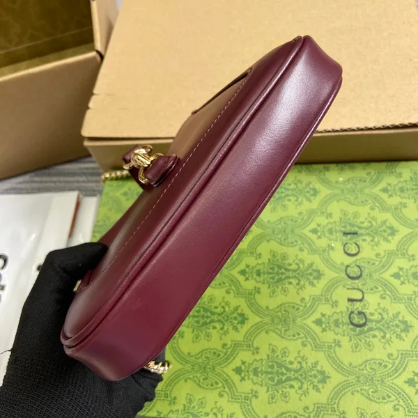 Gucci Jackie Notte Mini Bag 19 In Burgundy Red Calfskin Gold Hardware product view 4