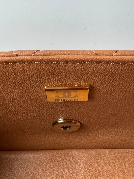 Chanel Flap Bag 20 In Bronze Brown Lambskin With Handle product view 9