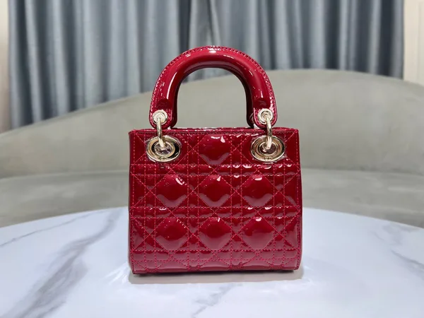 Dior Lady Mini Women’s Handbag, Glossy Red, 17 cm product view 7