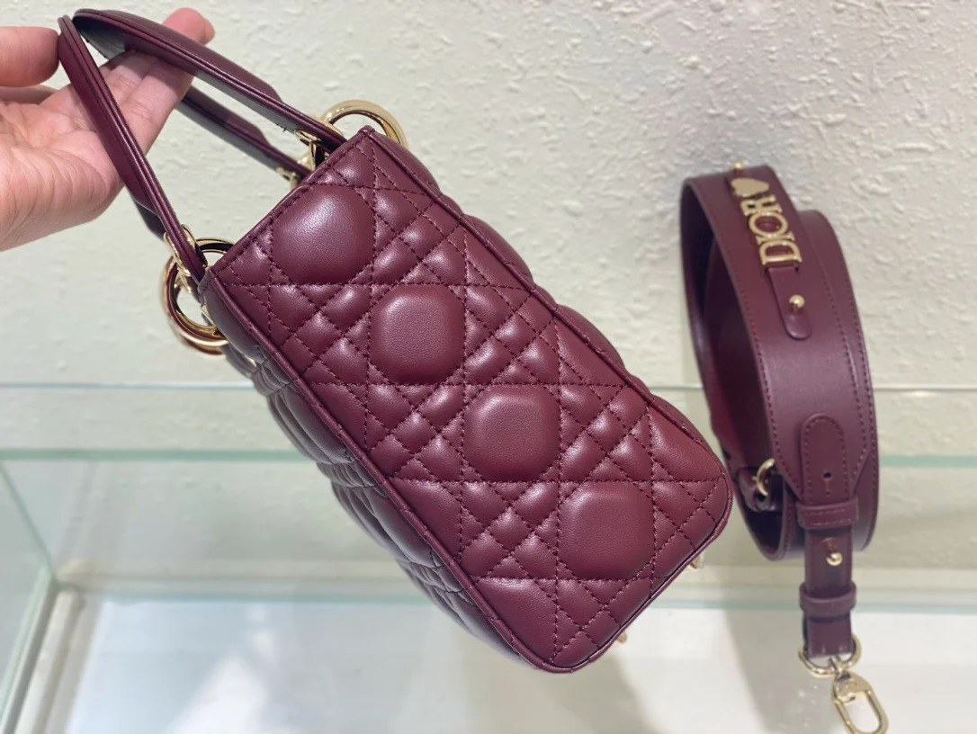 Dior Lady Abc Women’s Handbag, Dark Red, Soft Leather 20 cm product view 6