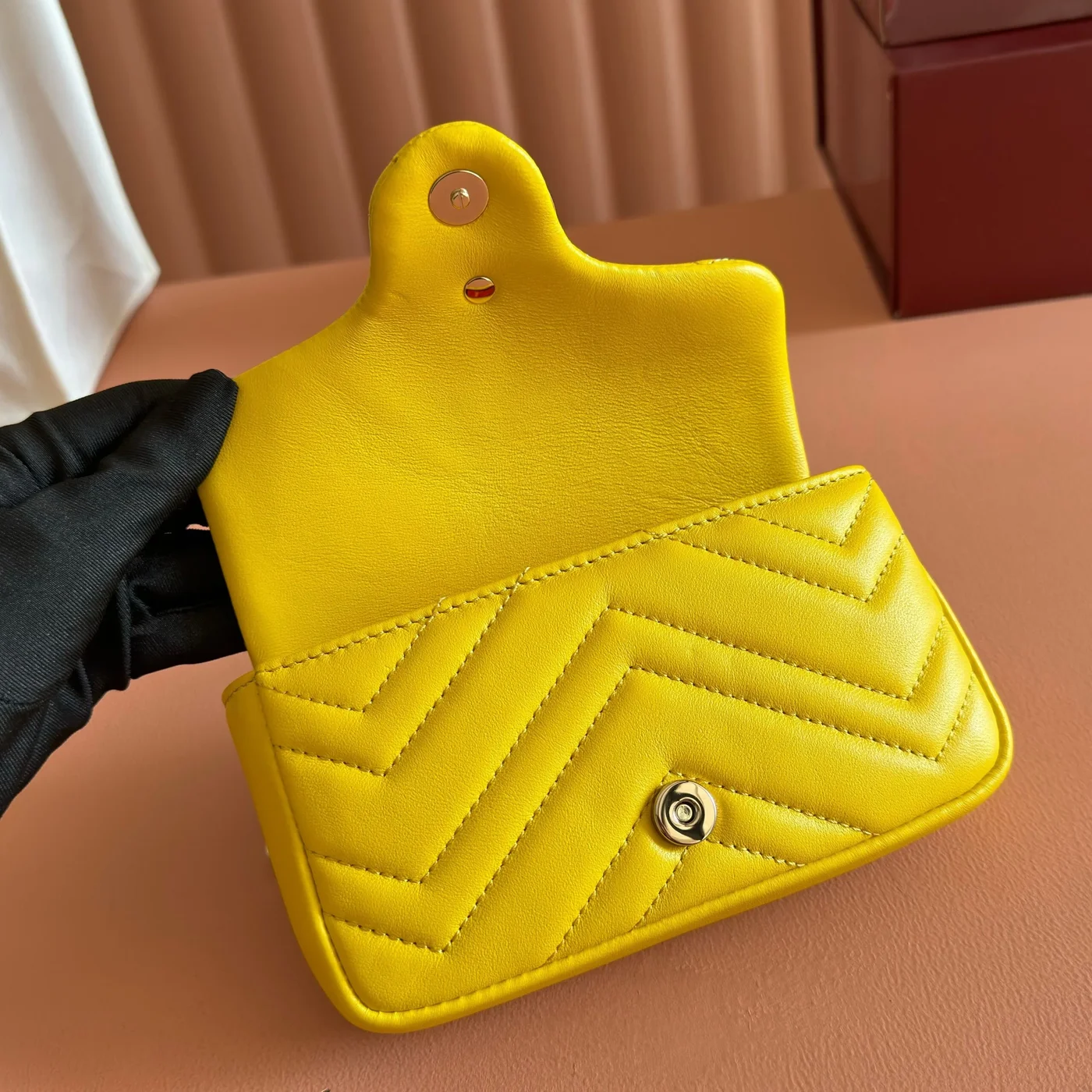 Gucci GG Marmont Bag 16 In Yellow Lambskin product view 4