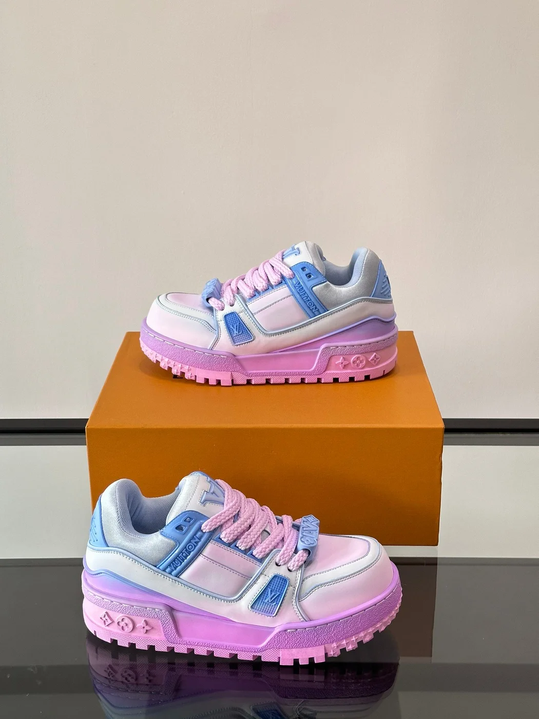 Louis Vuitton Chunky Low-Top Sneakers Pink, Light Blue and White product view 4