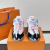 Louis Vuitton Men Blue Pink Black Leather Sneakers product view 2