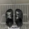 Hermès Women Black Leather Strappy Sandals — Wide Cross-Strap product view 2