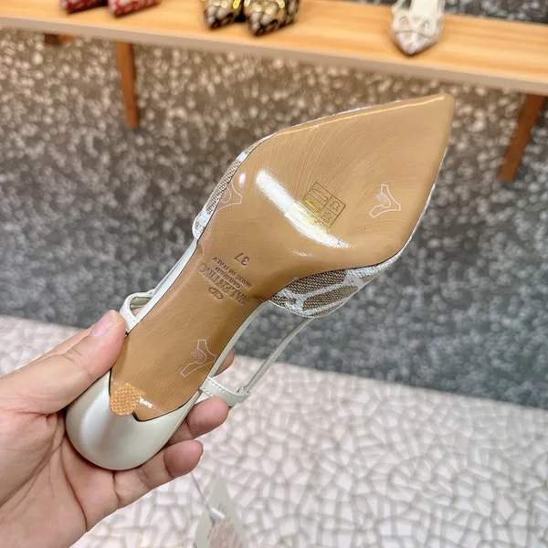 Valentino Women White Mesh Slingback Pumps product view 5