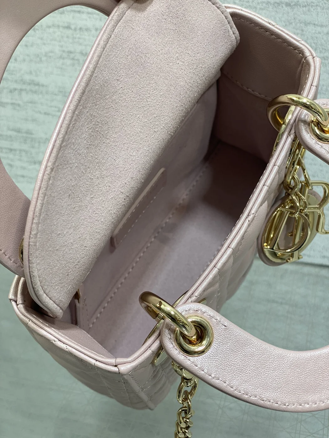 Dior Lady Dior Mini Pink Gold Hardware Bag product view 5