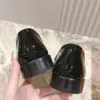 Louis Vuitton Women Black Patent Leather Loafers — Tonal Patterned Upper product view 6