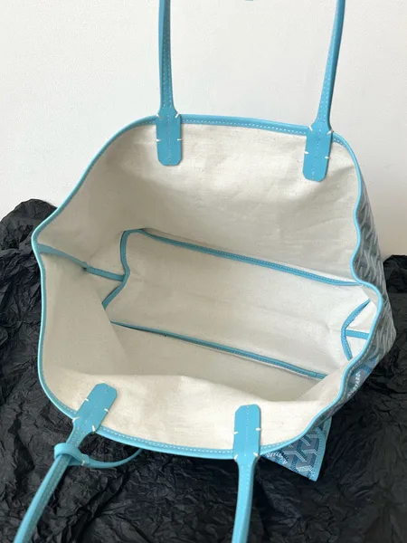 Goyard Blue Coated Canvas Leather Small Saint Louis Tote product view 5