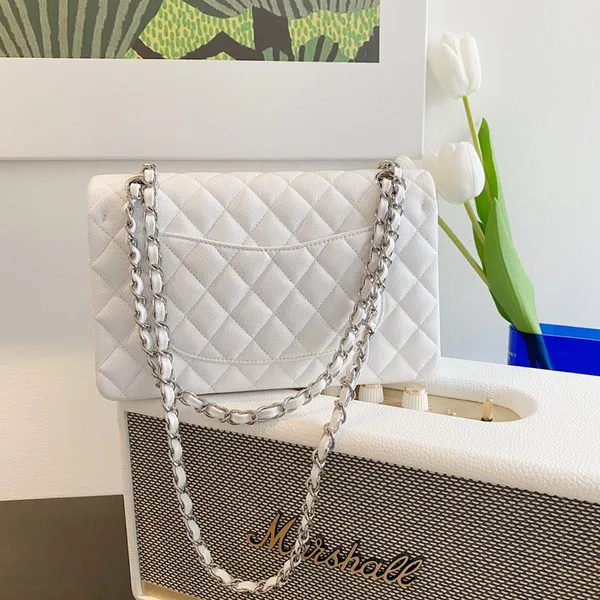 Chanel Classic Flap White with Silver Hardware – 25 cm product view 3