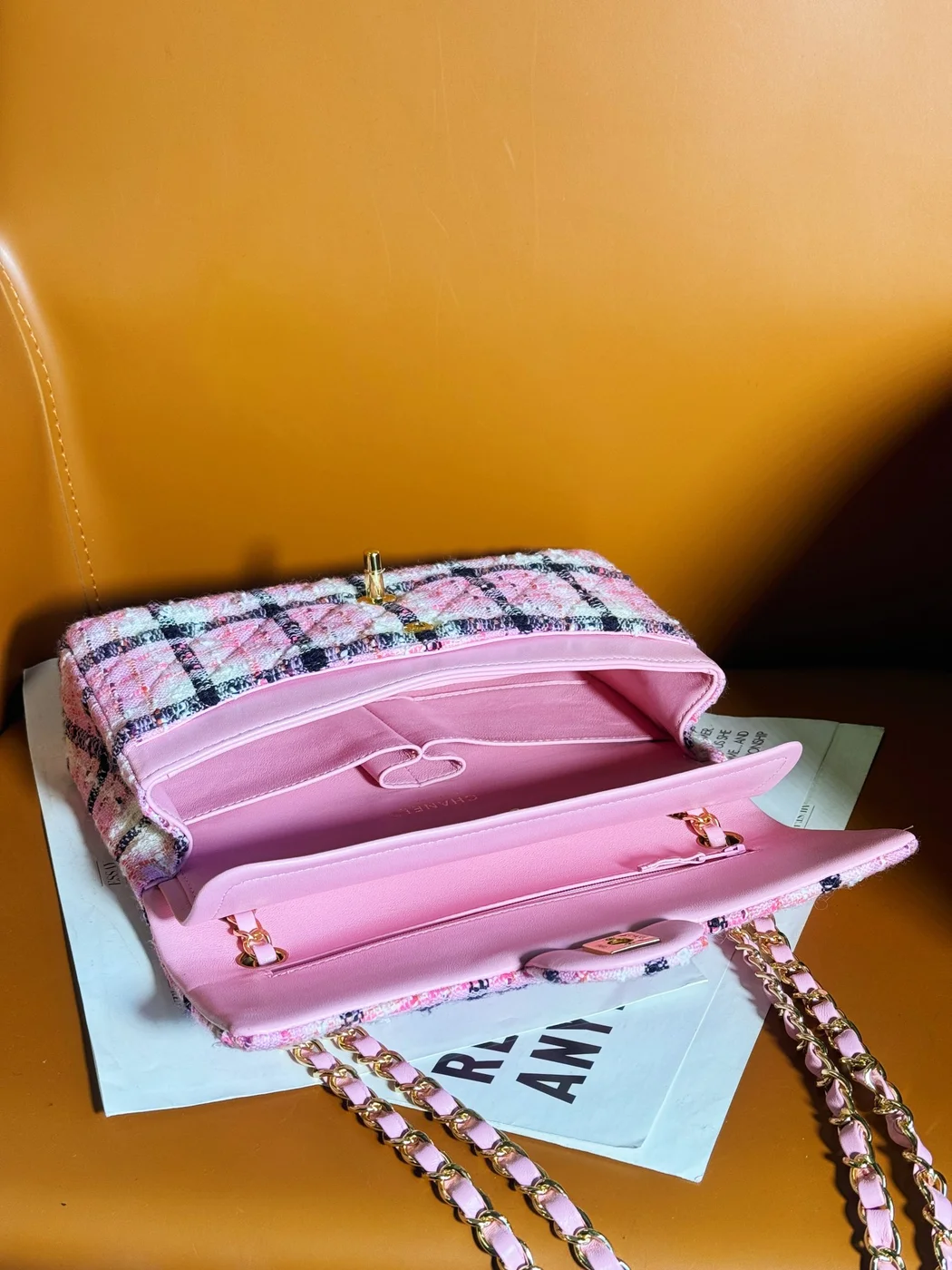 Chanel Mini Rectangular Flap Bag Pink, White and Black product view 3